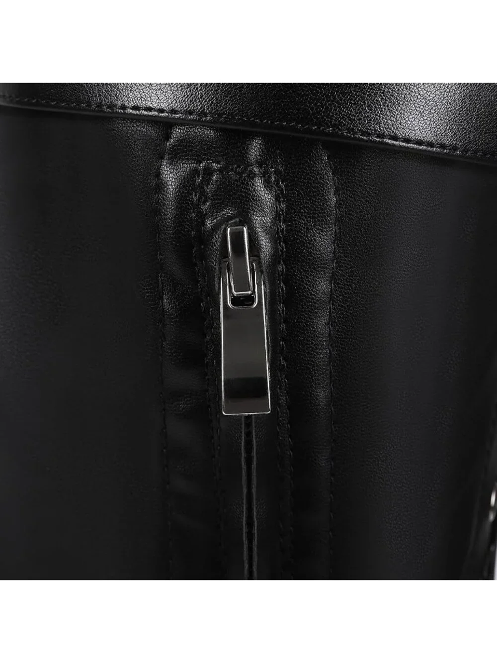 🆕Womens Black Faux Leather Platform Stiletto Adjustable Calf Over The Knee Boot